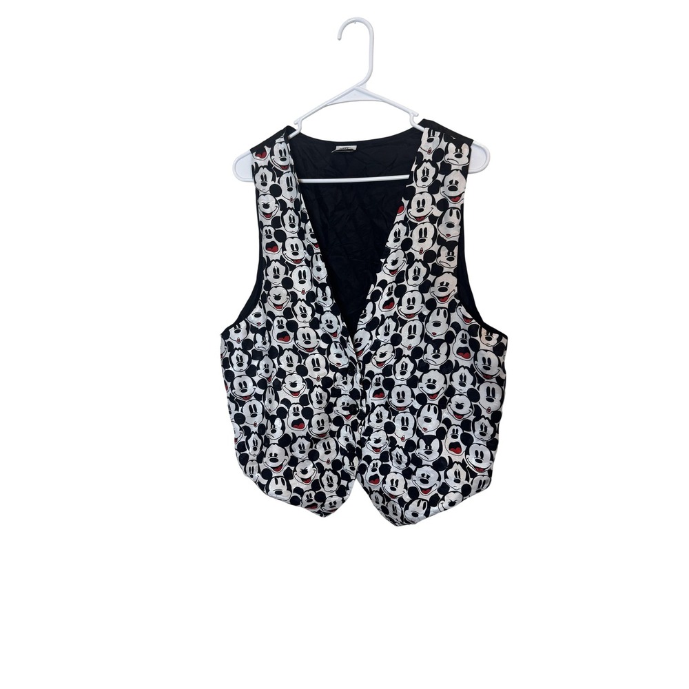 Vintage Mickey & Co Suit Vest‎ Mens Med Black Mickey Mouse Faces Novelty Cartoon